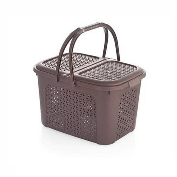 Piknik kosár rattan hatású 44x33x28cm Inlea4Home - barna