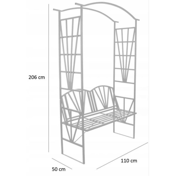 Pergolă metalică cu bancă - 110x50x206 cm - InGarden N6085