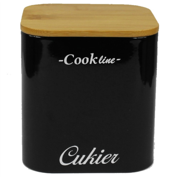 Konyhai fém tároló doboz cukor, kávé, tea Cook Line - Fekete