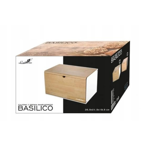Chlebník s bambusovým vekom a dvierkami - čierny - Cook Line BASILICO 
