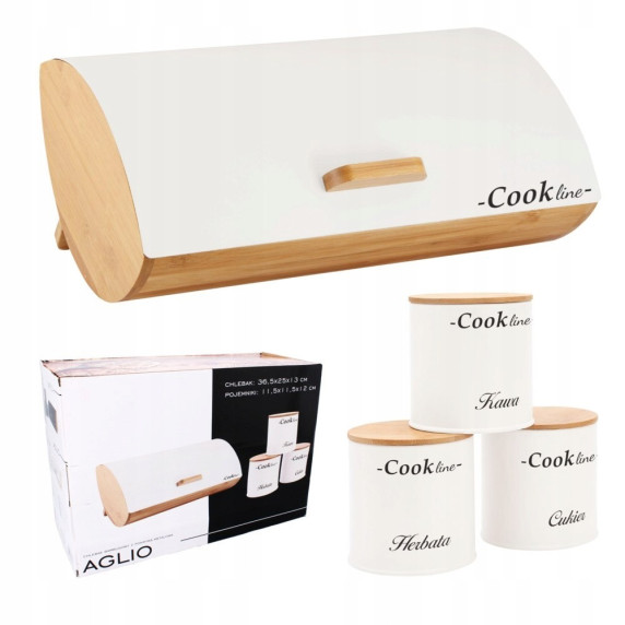 Kenyértartó + tea/kávé/cukor tárolódoboz Cook Line AGLIO - Fehér