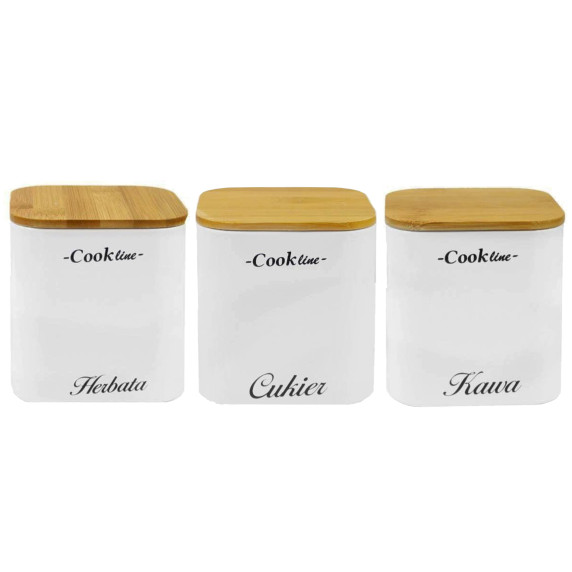 Konyhai fém tároló doboz cukor, kávé, tea Cook Line - Fehér