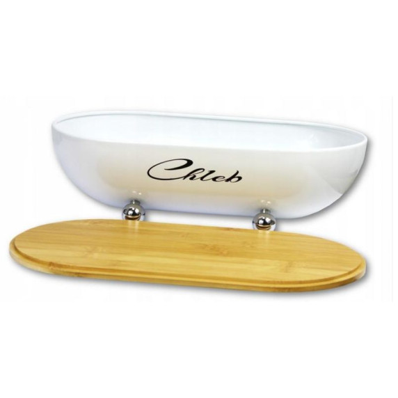 Cutie pentru pâine din bambus și picioare metalice - alb - Cook Line ISSOPO 
