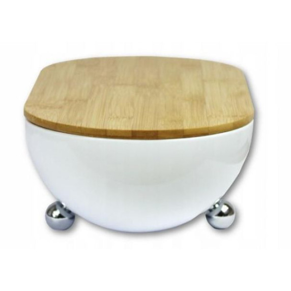 Cutie pentru pâine din bambus și picioare metalice - alb - Cook Line ISSOPO 