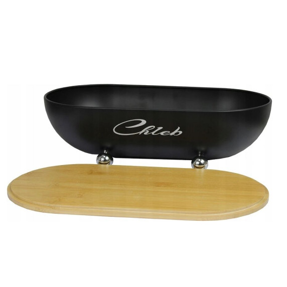 Cutie pentru pâine din bambus și picioare metalice - negru - Cook Line ISSOPO