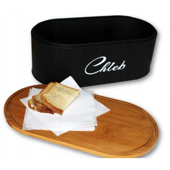 Cutie pentru pâine cu capac din bambus - negru - Cook Line SALVIA
