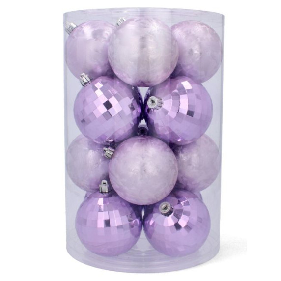 Set globuri Crăciun 16 buc, 8 cm Inlea4Fun - mov