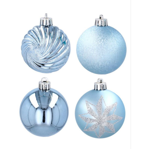 Karácsonyfa dísz szett 24 darab gömb 6 cm Inlea4Fun - kék