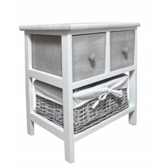 Fiókos komód 1 rattan kosárral 40x29x43 cm InGarden  - szürke