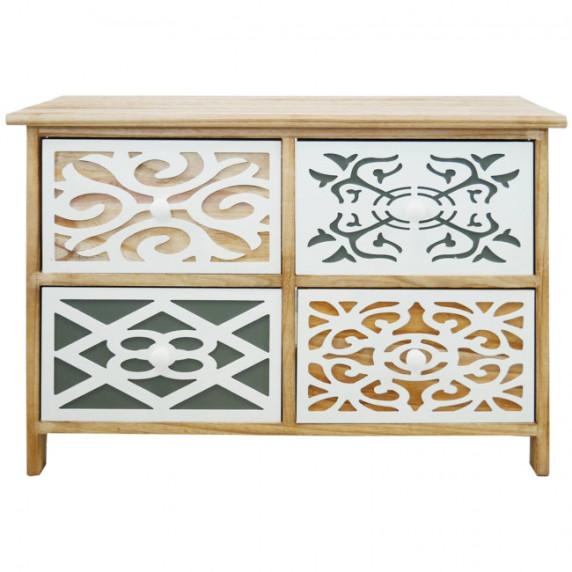 Komoda so 4 zásuvkami 68 x 28 x 48 cm Shabby Chic Olga - bielo-hnedá