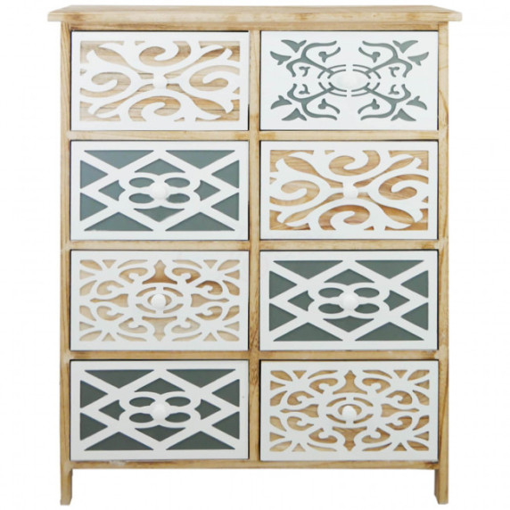 Komoda s 8 zásuvkami 68 x 28 x 88 cm Shabby Chic Olga - hnedá