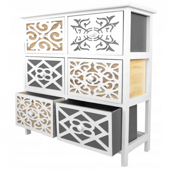Komoda so 6 zásuvkami 68 x 28 x 68 cm Shabby Chic Emily - biela