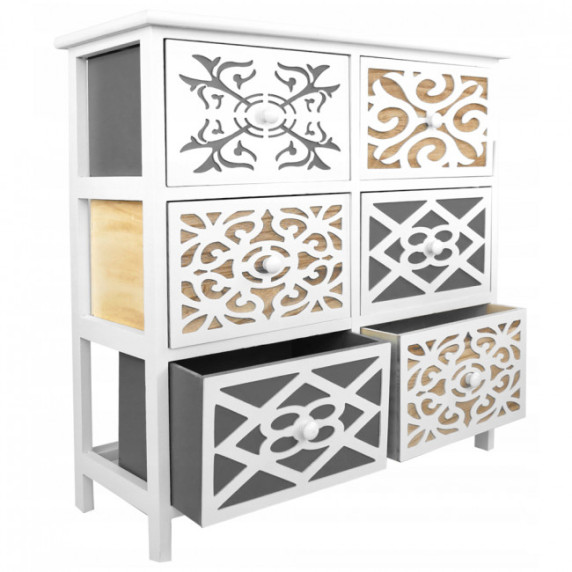 Komoda so 6 zásuvkami 68 x 28 x 68 cm Shabby Chic Emily - biela