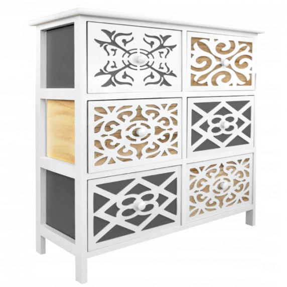 Komoda so 6 zásuvkami 68 x 28 x 68 cm Shabby Chic Emily - biela