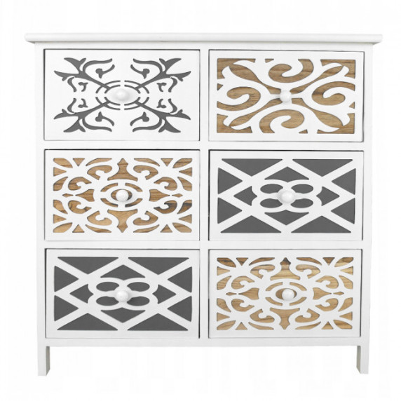 Komoda so 6 zásuvkami 68 x 28 x 68 cm Shabby Chic Emily - biela