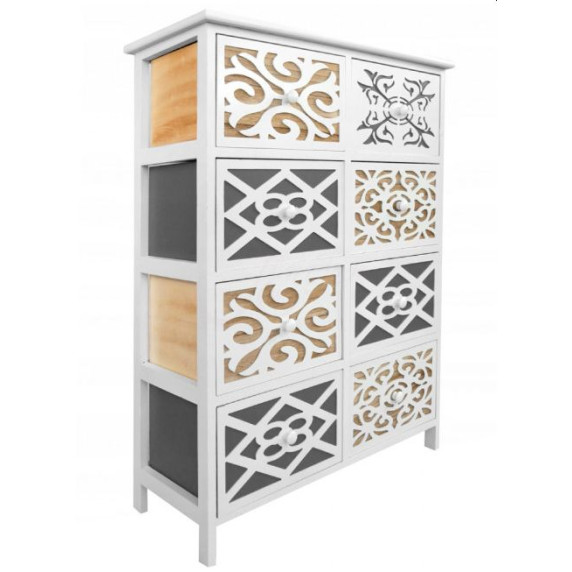 Komoda s 8 zásuvkami 68 x 28 x 88 cm Shabby Chic Emily - biela