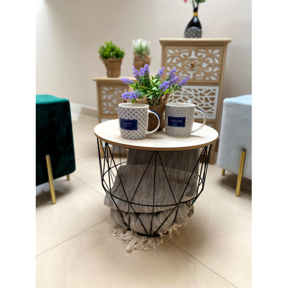 Dohányzóasztal, kisasztal szett Inlea4Home 9053/9046/9039 - fekete/natúr