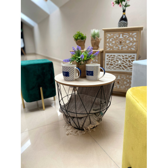 Dohányzóasztal, kisasztal szett Inlea4Home 9053/9046/9039 - fekete/natúr