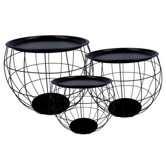 Konferenčný stolík set Inlea4Home 9107/9091/9084 - čierny