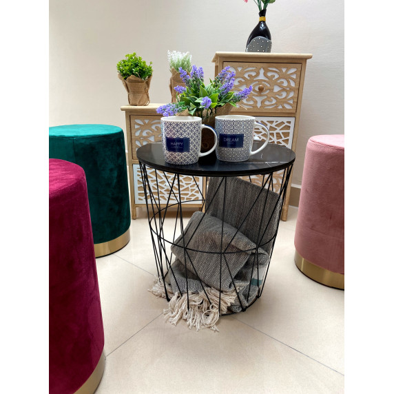 Dohányzóasztal, kisasztal 39,5/41 cm Inlea4Home 9114 - fekete/fekete