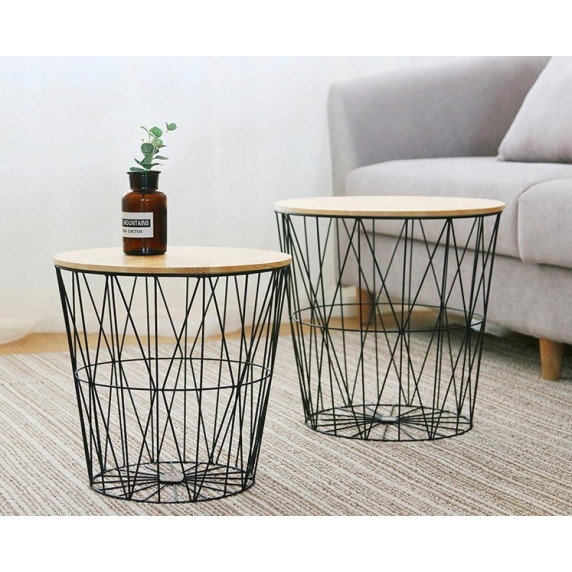 Dohányzóasztal, kisasztal 34/36 cm Inlea4Home 9152 - fekete/natúr