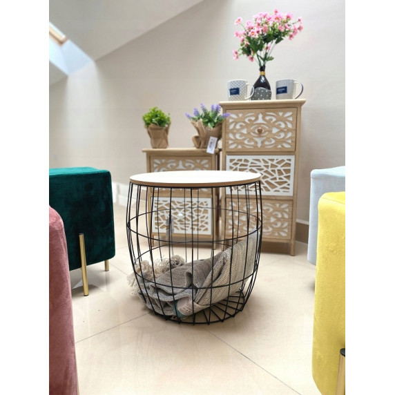 Dohányzóasztal, kisasztal 41/41 cm Inlea4Home 9206 - fekete/natúr