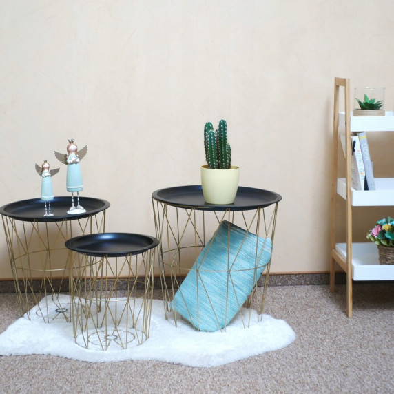 Konferenčný stolík set Inlea4Home 9176/9183/9190 - zlatý/čierny