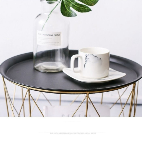 Dohányzóasztal, kisasztal 39,5/41 cm Inlea4Home 9176 - aranyszínű/fekete