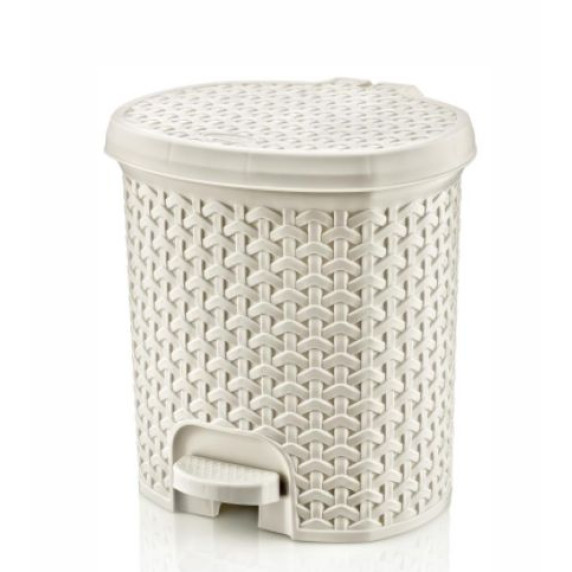 Rattan hatású pedálos szemetes, 11,5 l Inlea4Home - fehér