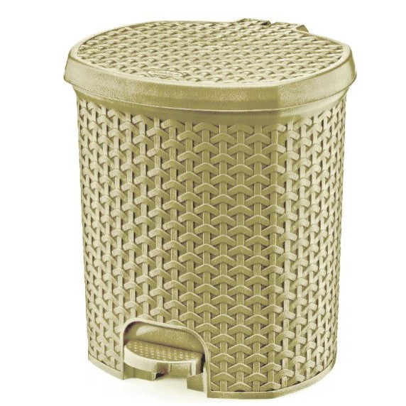 Rattan hatású pedálos szemetes, 11,5 l Inlea4Home - bézs
