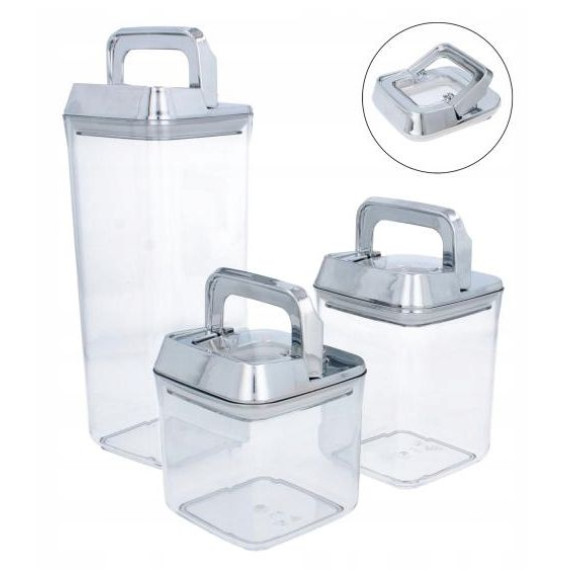 Set recipiente pentru alimente - 3 bucăți - Inlea4Home - argintiu