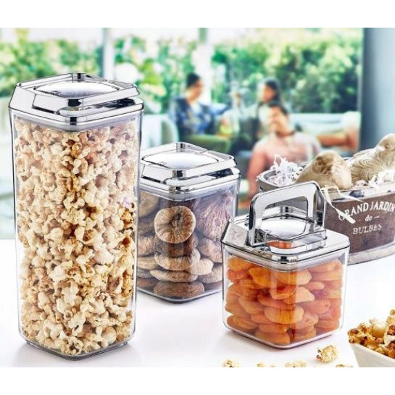 Set recipiente pentru alimente - 3 bucăți - Inlea4Home - argintiu