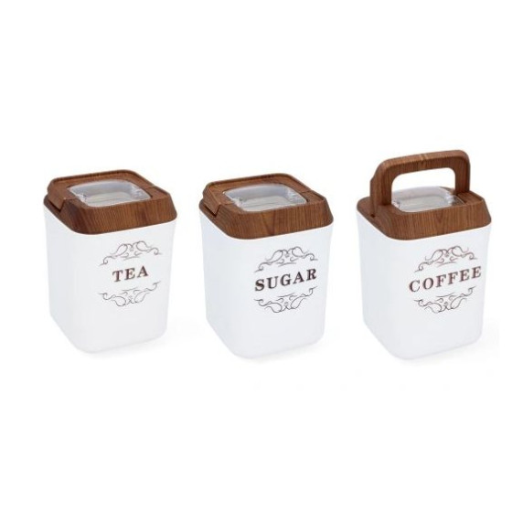 Konyhai tároló doboz cukor, kávé, tea Cook Line - fehér