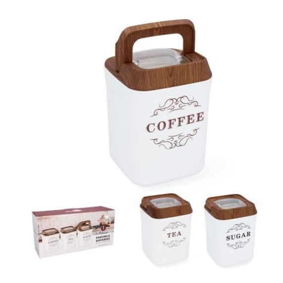 Konyhai tároló doboz cukor, kávé, tea Cook Line - fehér