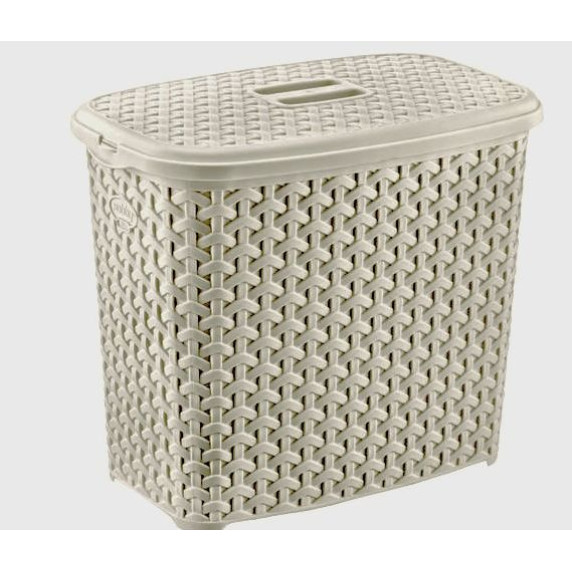 Mosószertartó tetővel rattan hatású 6 L Inlea4Home - krém