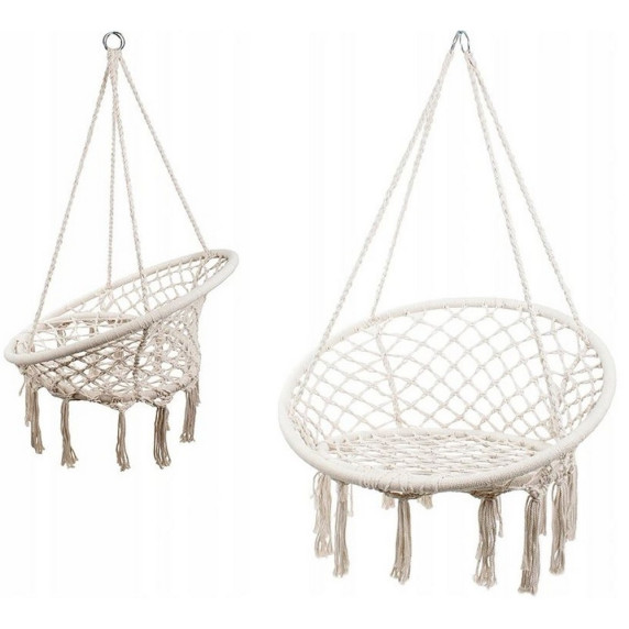Závesné kreslo okrúhle InGarden 80 x 60 x 120 cm- béžové