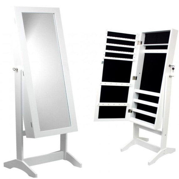 Inlea4Fun Stojace zrkadlo so šperkovnicou 120 cm