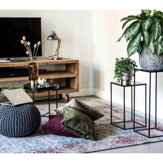 Fém virágállvány 26x26x60 cm Inlea4Home 9268  - fekete