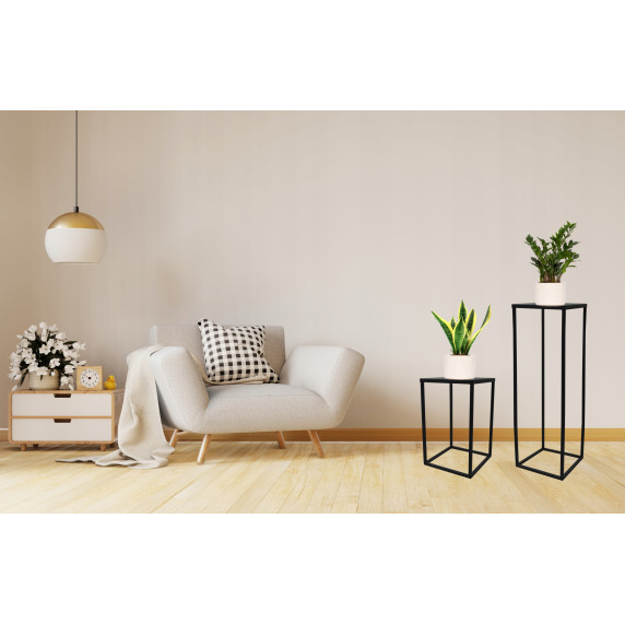 Fém virágállvány 26x26x60 cm Inlea4Home 9268  - fekete