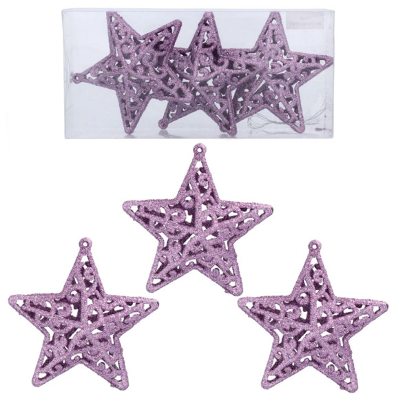 Set globuri Crăciun - 3 bucăți, 10 cm Inlea4Fun - mov