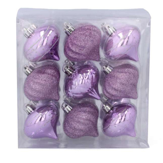 Vianočné ozdoby 18 kusy 6 cm Inlea4Fun - fialové