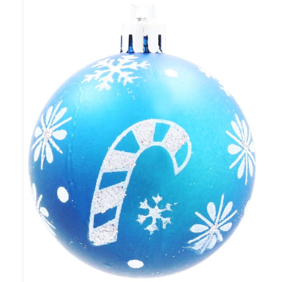 Karácsonyfa dísz szett 8 darab gömb 6 cm Inlea4Fun - Kék/Karácsonyi nyalóka