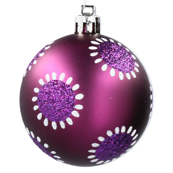 Karácsonyfa dísz szett 9 darab gömb 6 cm Inlea4Fun - Lila
