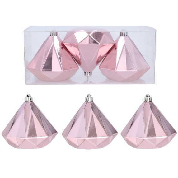 Vianočné ozdoby diamant 3 kusy 10 cm Inlea4Fun - ružové