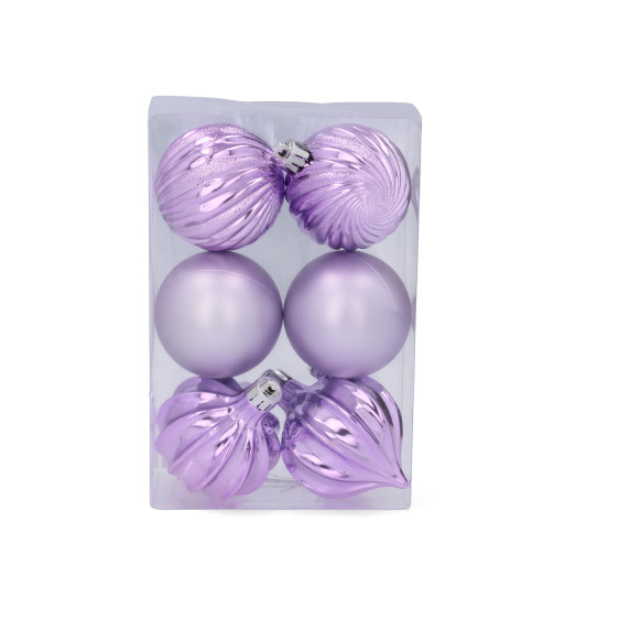 Set globuri de Crăciun 6 buc, 6 cm Inlea4Fun - mov
