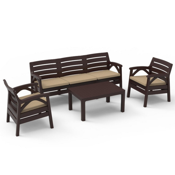 Kerti bútor szett 3 személyes heverővel GARDEN LINE SANTANA 8675 - Barna