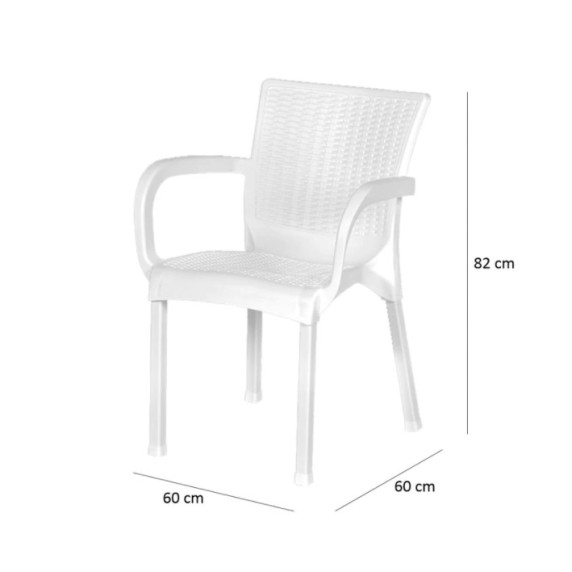 Rattan kerti bútor garnitúra 1 asztallal és 4 székkel InGarden - Fehér