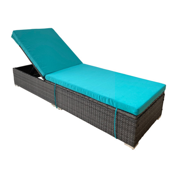 Rattan napozóágy nyugágy GARDEN LINE Relax 198x65x30.5cm - kék