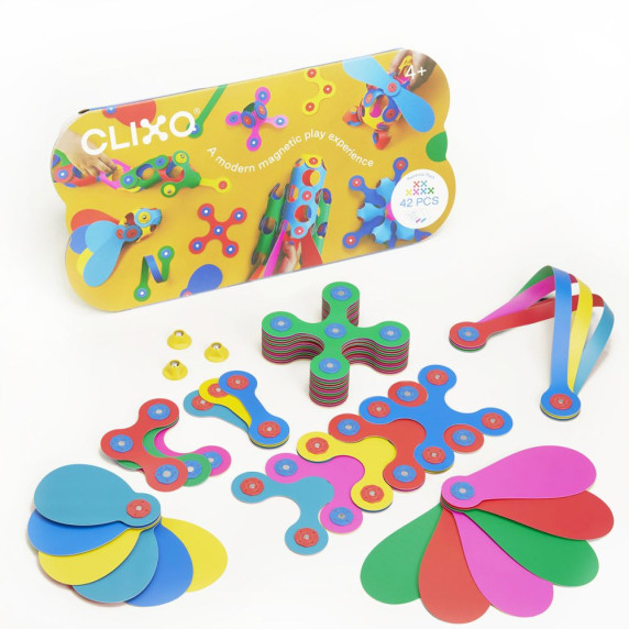 Mágneses építöjáték 42 darabos CLIXO Rainbow Pack - Színes