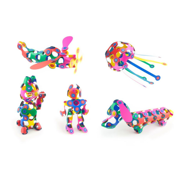 Jucărie de construcție magnetică - 60 elemente - CLIXO Super Rainbow